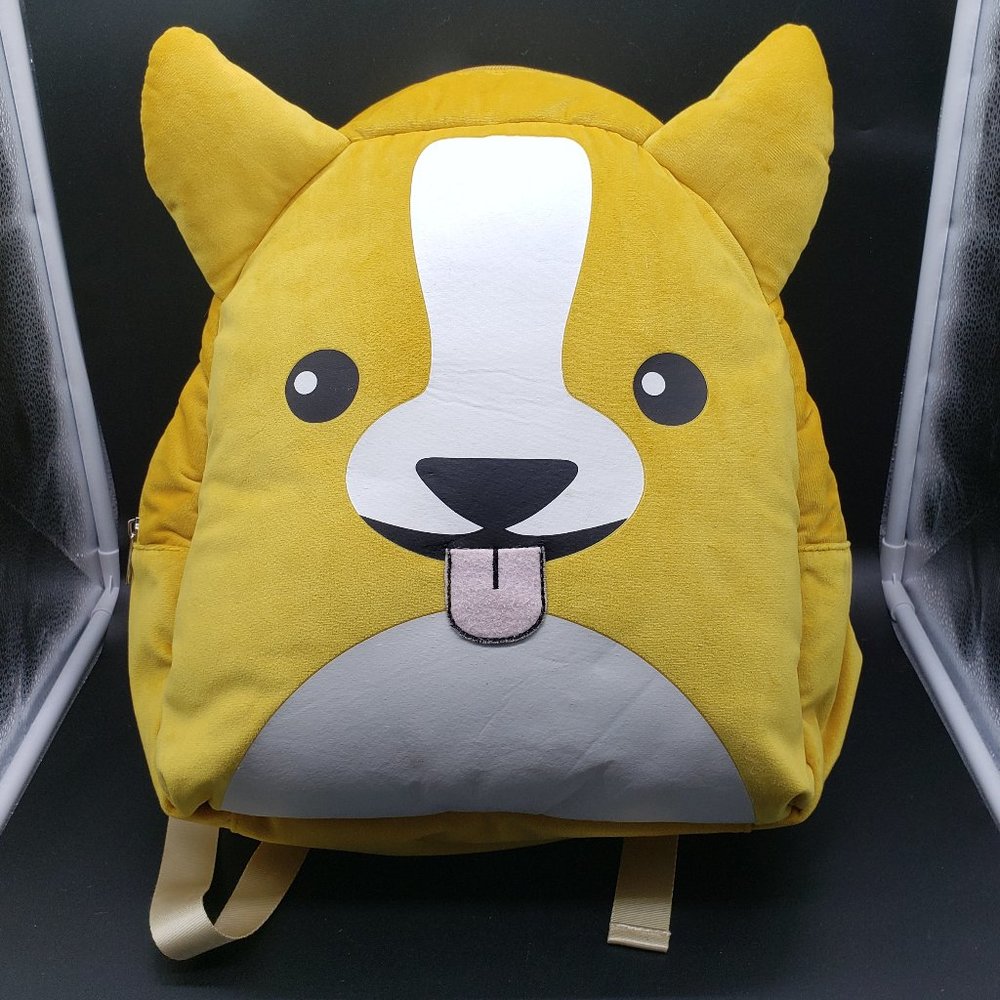 Large Plush Yellow White Black Corgi Dog Backpack